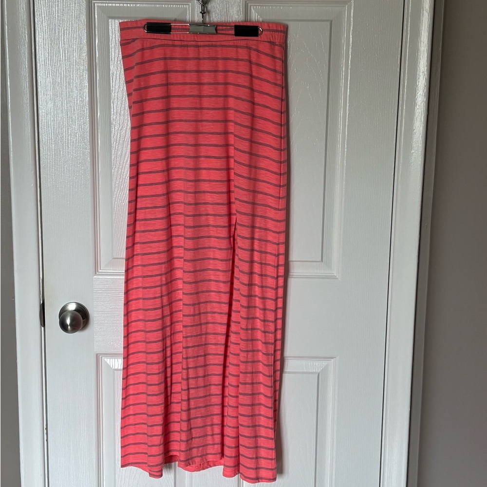 American Eagle Outfitters Pink Striped Maxi Skirt with Slit